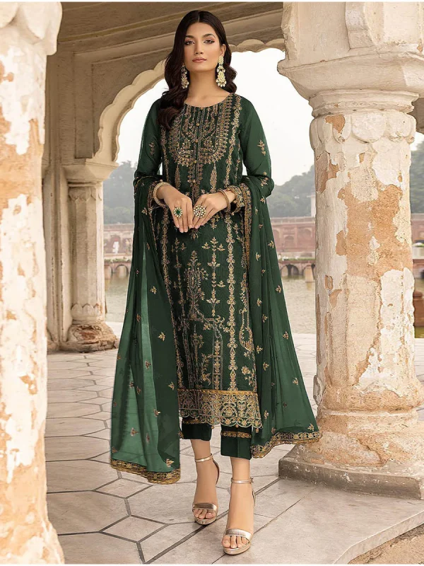 Emerald Elegance Embroidered Suit Set