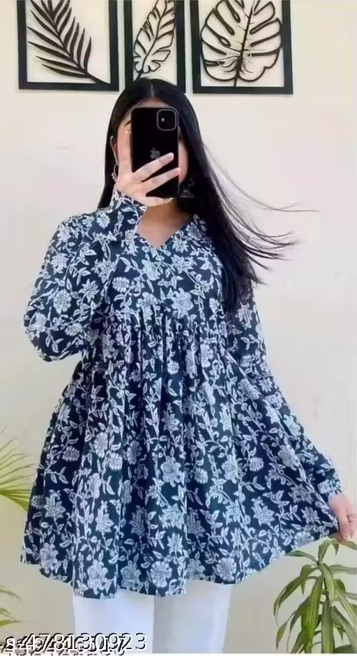 New Stylish Indigo V-Neck Top Blue